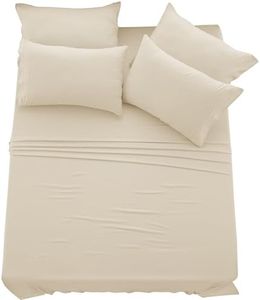 Lux D?cor Collection Bed Sheet Set - 1800 Bedding - Brushed Microfiber - Embroidery 4 Piece Bed Sheet & Pillow Case Set - Hypoallergenic Wrinkle and Fade Resistant (King Vanilla)