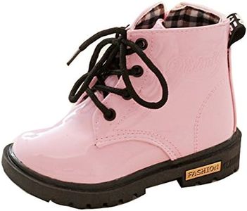 Gaorui Boys' Ankle Snow Boots Miltary Waterproof Pu Leather Shoes 5 M US Toddler Pink
