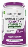 HealthyHey Nutrition Natural Vitamin K2 + Natural D3 - Non-GMO | Non-Synthetic 120 Veg. Capsules