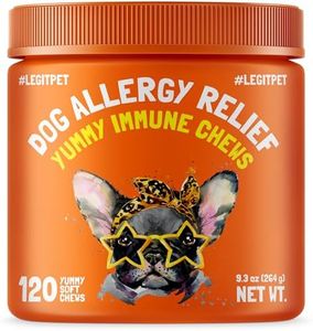 Allergy Relief Chews for Dogs & Immune & Digestive Supplement with Wild Salmon Oil Kelp Colostrum Turmeric Probiotics & Bee Pollen for Seasonal Allergies Anti Itch, Skin Hot Spots 120 Soft Treats