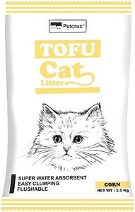 Petcrux Tofu Cat Litter | Natural Flushable Clumping Litter | Plant Based Biodegradable | Ultra Odour Control | Dust Free | Low Tracking Cat Litter 6 L - 2.5 Kg (Corn)