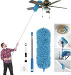 Vicloon Feather Duster Extendable, 100 Inches Microfiber Duster Cleaning Steel Telescopic Duster Feather Duster with Bendable and Window Slot Cleaning Brush Hand for Cleaning Ceiling Fans, Cars…