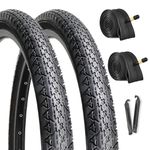 2-Pack Cruiser Bike Tires Set: Hycline 26x2.125 Inch (57-559 mm) Folding Replacement Bicycle Tires and Pair 26-inch Inner Tubes with Tire Levers for Beach or Urban City Commuter Bike-Black Walled