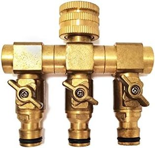 Holzsammlung Solid Brass 3 Way Double Hose Water Distributor Hose Splitter Spliter Garden Hose Y Connector Tap Water Faucet Splitter Fitting