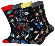 Men's Unique Novelty Cotton Casual Socks for Musician Gifts Unisex Nerd Funny Colorful Dress Crew Socks