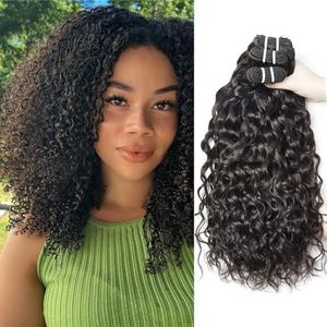 Paquetes de onda rizada cabello humano 10 12 14 pulgadas Human Hair Bundles cabello humano rizado brasile�ño 3 paquetes 80 g/paquete (Total 240 g) Color Natural