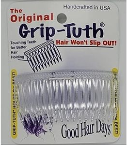 Good Hair Days Grip-Tuth Combs - Set Of 2 Hair Side Combs - Hair Combs For All Types Of Hair - Decorative & Hair Styling Women Accessories (Clear, 3 ¼ ″ Wide)