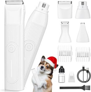 Anyuainiya Dog Grooming Clippers Kit with Dog Paw Trimmer, Cordless Dog Nail Grinder, 4-in-1 Rechargeable Low Noise Pet Hair Trimmers for Small Large Dogs Cats Pets