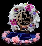 The Bride Made Engagement Ring Platter with Initial Name | Wedding Ring Platter | Decorative Tray | Marriage Decor | Engagement Tray (Blue)