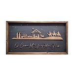 Fowybe Wooden Nativity Wall Decoration, Handmade Nativity Scene Wooden Frame Indoor Outdoor Decoration for Homes, Yards and Gardens