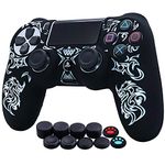 HLRAO Laser Engraved Dragon Silicone Case Skin Case (Radiation) Compatible for PS4/Slim/Pro Controllers x 1 with Pro Thumb Grips x 10.