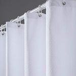 Furlinic Waffle Fabric Shower Curtains White Weighted Curtain Liner Waterproof for Wet Room with Hooks 71x71 Inch.