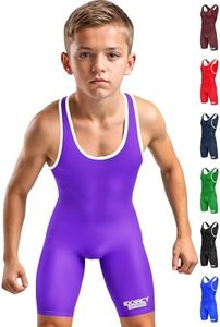 Exxact Sports Plain Youth Wrestling Singlet For Boys, Premium Powerlifting Singlet, Kids Wrestling Singlets For Training - (Purple, YS)