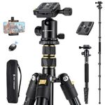 K&F Concept Tripod with Phone Mount and Remote, 72''/184cm Camera Tripod Monopod with 360 Panorama Ball Head Quick Release Plate for DSLR Camera, Camcorder, iPhone,Max Load 22lbs/10kg