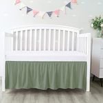 800 TC Sage Crib Skirt Dust Ruffle, 100% Egyptian Cotton, Nursery Crib Toddler (28” x 52” x 14’’) Bedding Skirt for Baby Boys or Girls