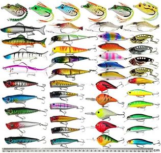 Fishing Lure Set 43pcs Assorted Bass Fishing Lure Kit Colorful Minnow Popper Crank Rattlin VIB Jointed Fishing Lure Set Hard Crankbait Tackle Pack for Saltwater or Freshwater (48pcs)