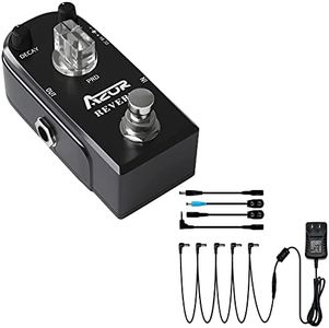 AZOR Pedal Power Adapter with Digital Reverb Guitar Effect Pedal Plate Reverb Hall and Church,Space Guitar Effect with True Bypass Aluminum Alloy
