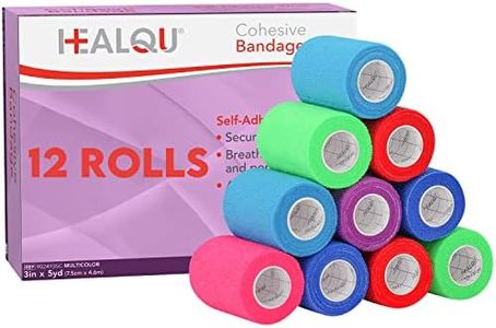 HEALQU Self Adhesive Bandage Wrap – Cohesive Tape for Athletic and Sports 3”x5yd, 12 Rolls - Self Adherent Medical Tape, Flexible, Elastic Bandages Multicolor for Wrist & Ankle Vet Wrap for Dogs