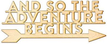 and So The Adventure Begins Arrow Right Wood Sign Home Party Wedding Rustic Décor Wall Art Unfinished 24" x 7"