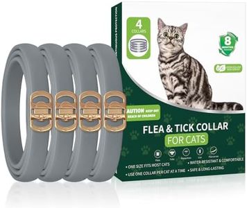 4 Pack Flea Collar for Cats, 32 Months Flea and Tick Prevention for Cats, Cat Flea Treatment, Adjustable Cat Flea Collars, Waterproof Cat Flea and Tick Treatment Collar, Flea Treatment for Cat, Grey