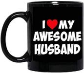 Alexus I Love My Awesome Husband Ceramic Coffee Mug Slogan Quote Printed Ceramic Coffee & Tea Mug, Cup Best Gifts for Wedding/Anniversary/Couple/Marriage/Birthday/Return Gift -(350 ML) - Black