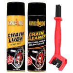 KANGAROO Chain Lubricant Spray & Chain Cleaner Kit (500ml Each) + Cleaning Brush | Bike, Motorcycle, Bicycle Maintenance Kit | Anti-Rust, Dirt Removal & Smooth Ride Solution | All-Weather Protection