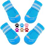 QUMY Dog Boots for Hot Pavement Shoes for Dogs Summer Heat Resistant Booties Mesh Breathable Nonslip with Reflective Straps (Blue-4PCS, Size 6: 2.6''x3.0''(Width*Length))