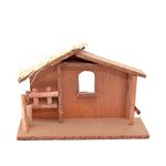 SHATCHI Small/Large Handmade Nativity Scene Birth Jesus Christ Wooden Stable and 10pcs/12pcs Figurine House Sculpture Christmas Decoration Xmas Décor, Multicolour, (30x19x10cm)