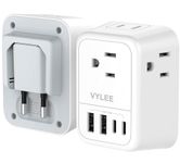 VYLEE Travel Plug Adapter, International Plug Adapter with 4 AC Outlets 4 USB Ports(2 USB C), Travel Adapter Type C Travel Essentials for US to Most Europe France Germany Italy Spain [1 Pack]