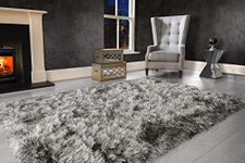 viceroy bedding 9cm Extra Thick Dense Pile SHAGGY RUG with SPARKLE SHINE Strands - For Living Room Area Rugs - Modern Luxurious Super Soft Touch (Dark Grey, 120cm x 170cm (4ft x 6ft))