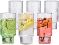 Wlasss Ribbed Drinking Glasses Set 