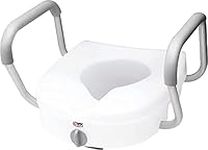 Carex Health Brands E-Z Lock Raised Toilet Seat with Handles - 5 Inch Toilet Seat Riser with Arms - Fits Most Toilets, White