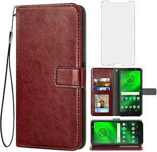Asuwish Compatible with Moto G6 Plus Wallet Case Tempered Glass Screen Protector and Leather Flip Cover Card Holder Cell Accessories Phone Cases for Motorola G6+ MotoG6Plus Moto6 G 6 + 6G G6Plus Brown