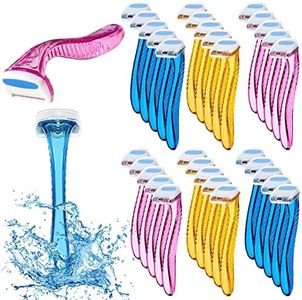 Honoson 30 Pieces Bikini Razors Beauty Razor Bikini Line Trimmer T Type Personal Women Bikini Razor Small Armpit Trimmer for Body Cosmetic(Light Blue, Light Yellow, Light Pink, Rose, Deep Pink)