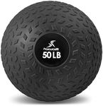 ProsourceFit Slam Medicine Ball, Tread Textured Grip Dead Weight Balls for Strength and Conditioning Exercises, Cardio and Core Workouts, 50lb, Black