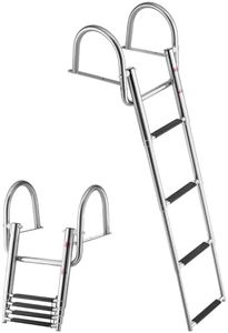 VEVOR Boat Ladder, 4 Steps Stainless Steel Telescoping Folding Swim Deck Ladder for Rear Entry Inboard, 600lbs Capacity with Wide Non-Slip Steps & Handrails, for Outboards, Yacht, Pontoon Boat