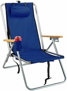 Rio Beach 4-Position Steel Backpack Chair, Navy