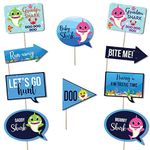 Festiko® 10 Pcs Baby Shark Theme Party Photobooth Props, Baby Sharks Party Favors for Kids Birthday Decoration, Baby Shark Props (Multicolour)