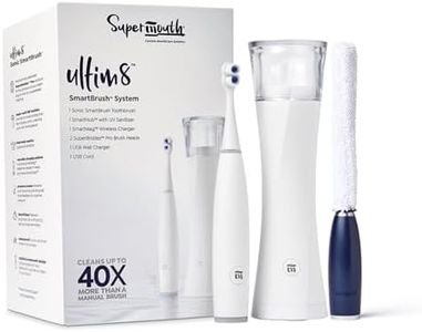 SuperMouth ULTIM8 Bundle - SmartBrush Electric Toothbrush+ SmartHub UV Sanitizer & Dryer + HubMate Microfiber Cleaning Tool - SuperBristles Clean 40X Better - Hygienic Maintenance Kit - Pearly White