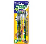 BAZIC Sports Push-A-Point Pencil, Assorted, 8 Per Pack