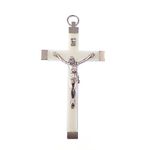 Catholic luminous silver colour Jesus corpus crucifix rosary cross wall hanging 9.5cm