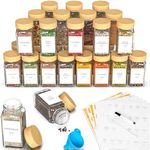 24 Glass Spice Jars with Label, Spi