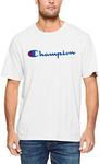 Champion Men's Script Short Sleeve Tee, White, Large