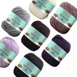 Off-The-Yak Extra Soft and Fluffy Woolen Yarn for Knitting and Crocheting, Heavy Worsted/Aran Weight #4, 25% Yak, 50% Wool, 25% Acrylic, Multicolor Pack of 7 Skeins, 840yds/700g - Purple Pack
