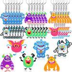 36 Pcs Valentine's Day Monster Keychains Cartoon Monster Keychains Monster Party Favors Valentine's Exchange Gifts for Valentine's Day Monster Party Birthday Party Baby Shower Supplies