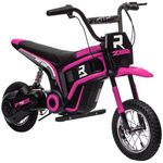 HOMCOM 24V Kids Electric Motorbike with Twist Grip Throttle, Music, Horn, 12" Pneumatic Tyres, Max Speed 16km/h, for Ages 8-12 Years - Pink