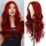 SOMIARIK 13x3 Red Lace Front Body Wave Wigs 150% Density Synthetic Lace Front Wigs Long Wavy Wigs Lace Front Natural Looking Synthetic Heat Resist Fiber Red Wig Christmas Party Wig 24 Inch