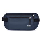 RFID Blocking Money Belt for Men Women, Slim Fanny Pack for Travel，Running,Conceal Waist Wallet for Passport Holder,Phone,Cash(Dark Blue)