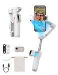 Hohem iSteady V3 Gimbal Stabilizer for Smartphone, 3-Axis Stabilization with AI Tracker, Detachable Remote Control, Built-in Extension Pole and Tripod, Portable and Foldable, Video Recording, White