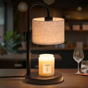 FINCMY Candle Warmer Lamp with Timer, Adjustable Height Candle Wax Warmer Candle Lamp Warmer for Jar Candles, Home Decor House Warming Gifts Compatible with Various Candles-Linen